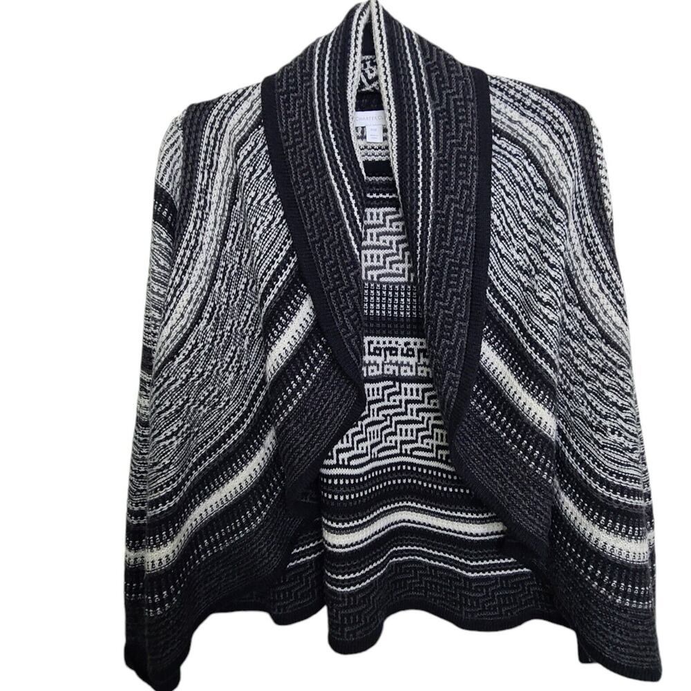 Charter Club Long Sleeve Gray Striped Open‎ Cardigan Shrug Womens SZ PM Career